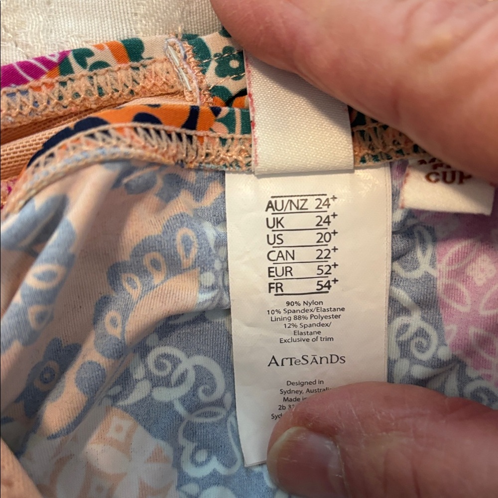 Colorful Patchwork Tie-Front Swimsuit Top with ruffle. - Picture 4 of 4